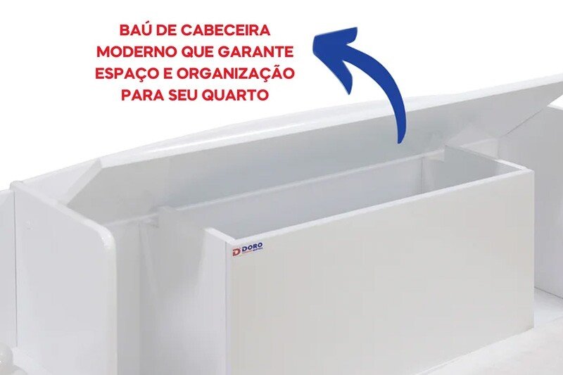 Cama Solteiro Milênio + Cama Auxiliar 2 Gavetas Branca - D Doro - Imagem 9
