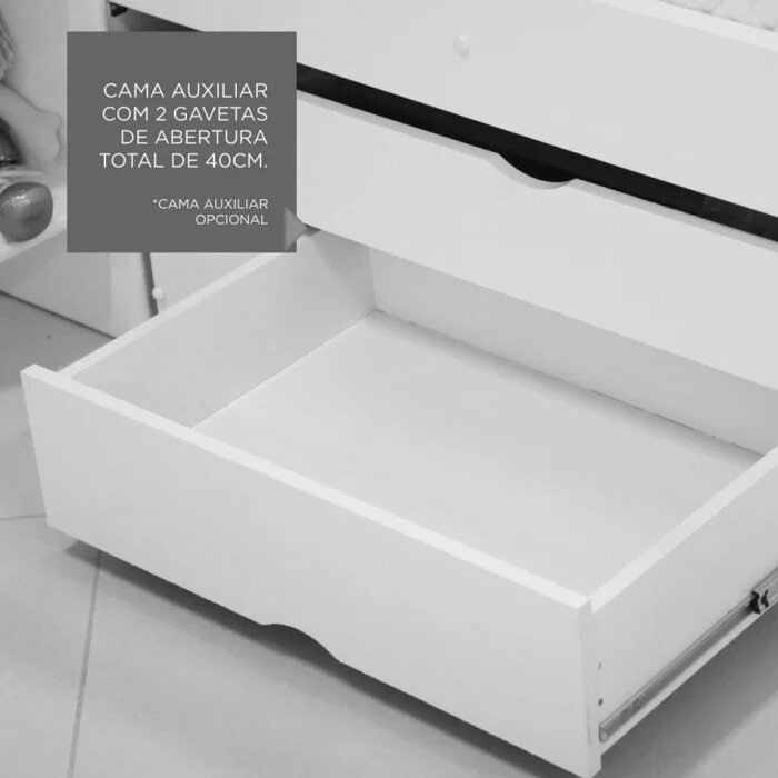 Cama Auxiliar Solteiro 2 Gavetas Cinamomo D Doro - Imagem 2