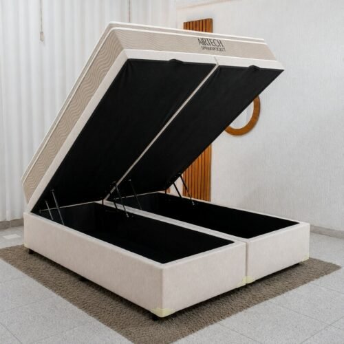 Alternative view of Colchão Queen Airtech Springpocket Molas Ensacadas - Ortobom + Base Box Baú Queen Bipartido Prime Confort Linhão Palha Blindado - Issacar 158x198x70 | Suporta até 240kg