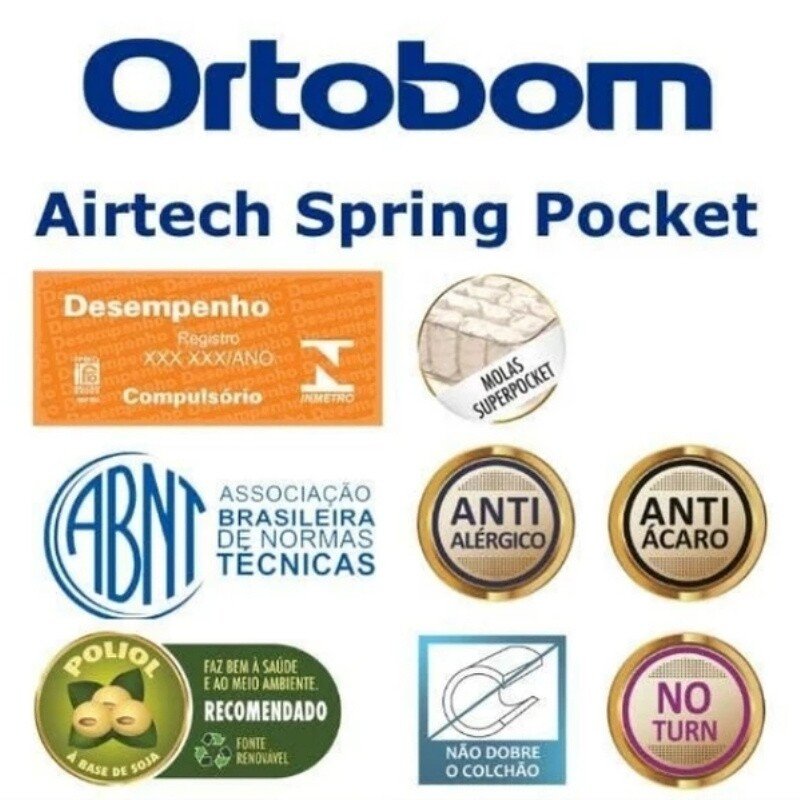 Colchão Queen Airtech Springpocket Molas Ensacadas - Ortobom + Base Box Baú Queen Bipartido Prime Confort Linhão Palha Blindado - Issacar 158x198x70 | Suporta até 240kg - Imagem 8