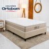 Colchão Casal Airtech Springpocket Molas Ensacadas Ortobom + Base Box Casal Sued Bege Ortobel 138x188x62 | Suporta até 240kg