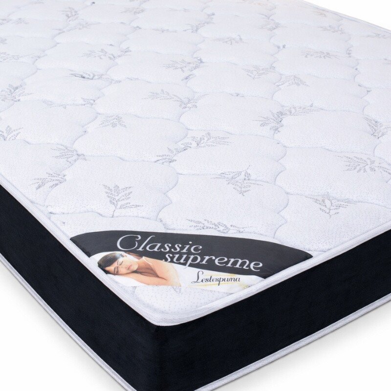 Colchão Casal Classic Supreme Ortopédico Lestespuma + Box Casal Sued Preto Ortobel - 138x188x56 | Suporta até 200kg - Imagem 9