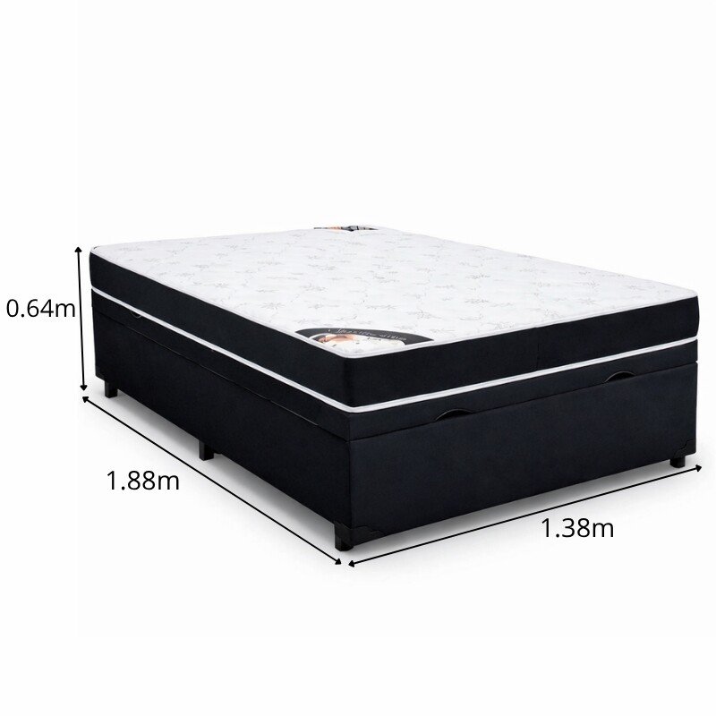 Colchão Casal Classic Supreme Ortopédico Lestespuma + Base Box Baú Casal Prime Confort Sued Preto Blindado Issacar - 138x188x64 | Suporta até 200kg - Imagem 6