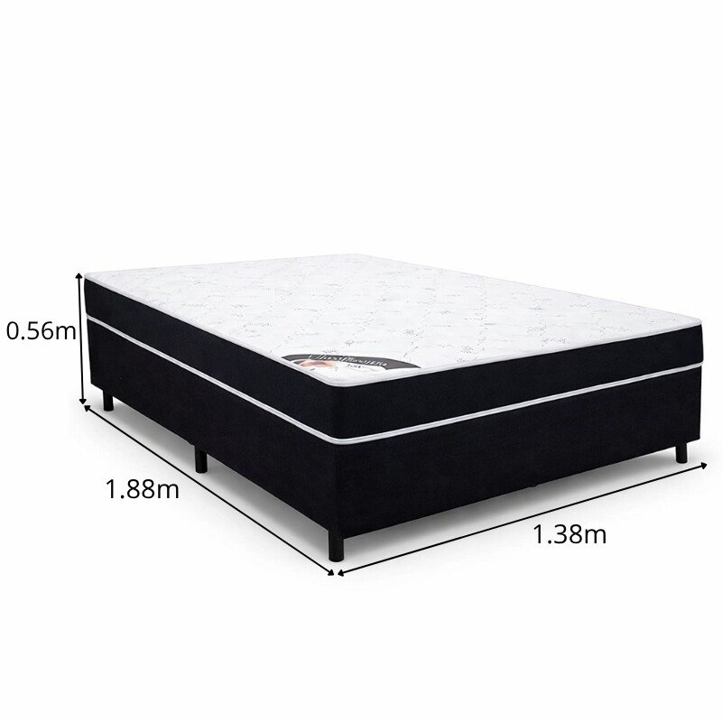 Colchão Casal Classic Supreme Ortopédico Lestespuma + Box Casal Sued Preto Ortobel - 138x188x56 | Suporta até 200kg - Imagem 6