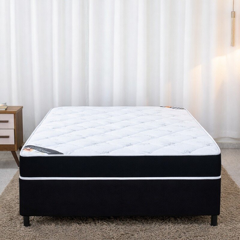 Colchão Casal Classic Supreme Ortopédico Lestespuma + Box Casal Sued Preto Ortobel - 138x188x56 | Suporta até 200kg - Imagem 2