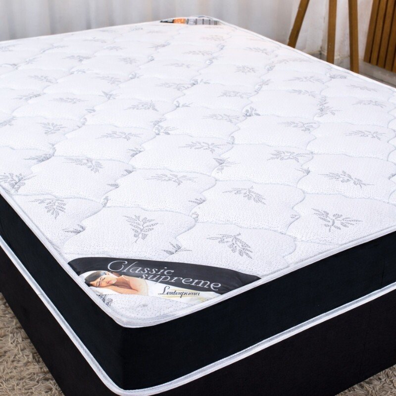 Colchão Casal Classic Supreme Ortopédico Lestespuma + Box Casal Sued Preto Ortobel - 138x188x56 | Suporta até 200kg - Imagem 3