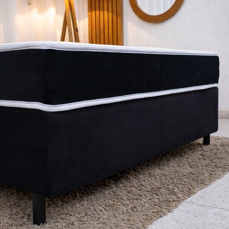 Colchão Casal Classic Supreme Ortopédico Lestespuma + Box Casal Sued Preto Ortobel - 138x188x56 | Suporta até 200kg - Imagem 4