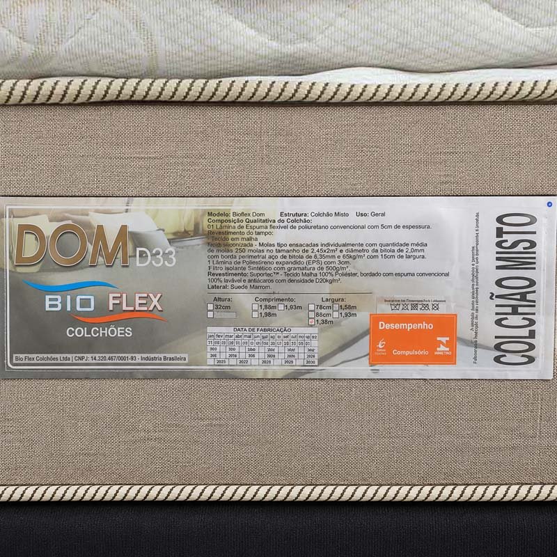 Colchão Casal Dom Molas Ensacadas + Base Box Baú Casal Carioca Sued Preto 138x188x72 Blindado - Bioflex | Suporta até 240kg - Imagem 6