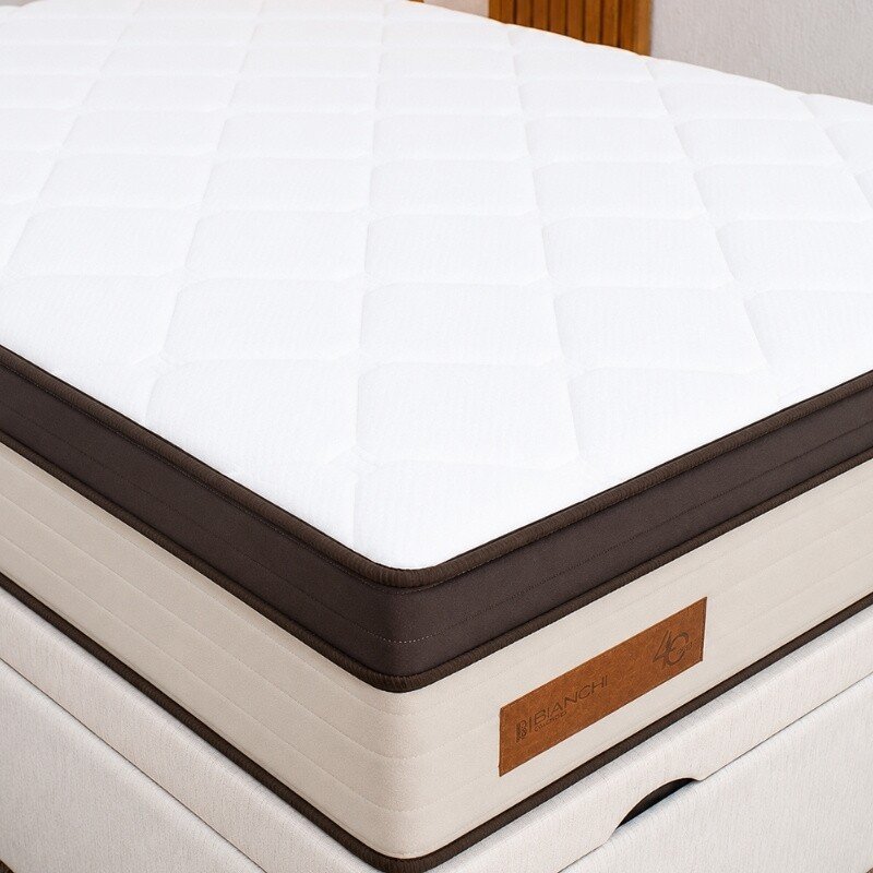 Colchão Casal Ibiza Molas Ensacadas - Bianchi + Base Box Baú Casal Prime Confort Corino Palha Blindado - Issacar 138x188x78 | Suporta até 400kg - Imagem 3