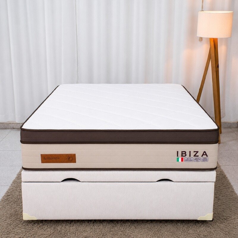 Colchão Casal Ibiza Molas Ensacadas - Bianchi + Base Box Baú Casal Prime Confort Corino Palha Blindado - Issacar 138x188x78 | Suporta até 400kg - Imagem 4
