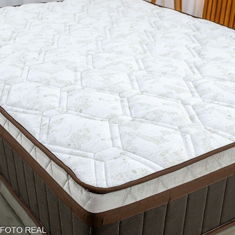 Colchão Casal Montreal Molas Ensacadas - Viero + Base Box Casal Baú Prime Confort Sued Marrom Blindado 138x188x77 - Issacar | Suporta até 260kg - Imagem 4