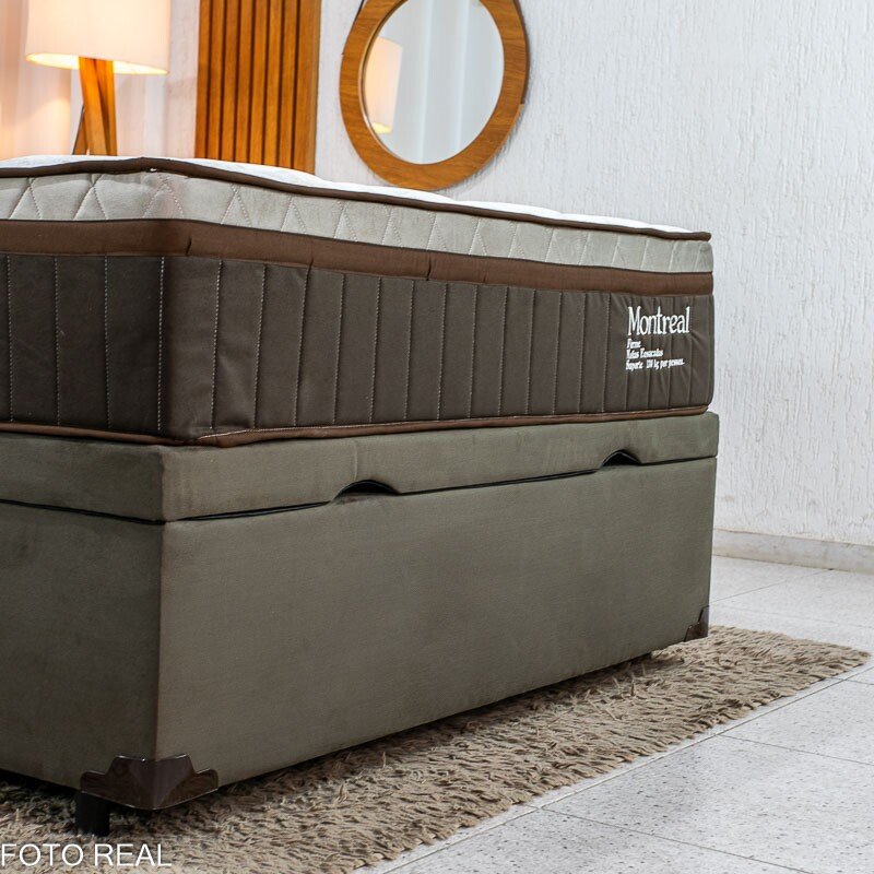 Colchão Casal Montreal Molas Ensacadas - Viero + Base Box Casal Baú Prime Confort Sued Marrom Blindado 138x188x77 - Issacar | Suporta até 260kg - Imagem 5