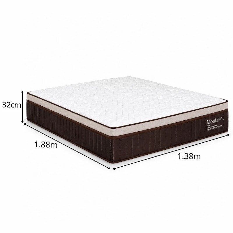Colchão Casal Montreal Molas Ensacadas - Viero + Base Box Casal Baú Prime Confort Sued Marrom Blindado 138x188x77 - Issacar | Suporta até 260kg - Imagem 11