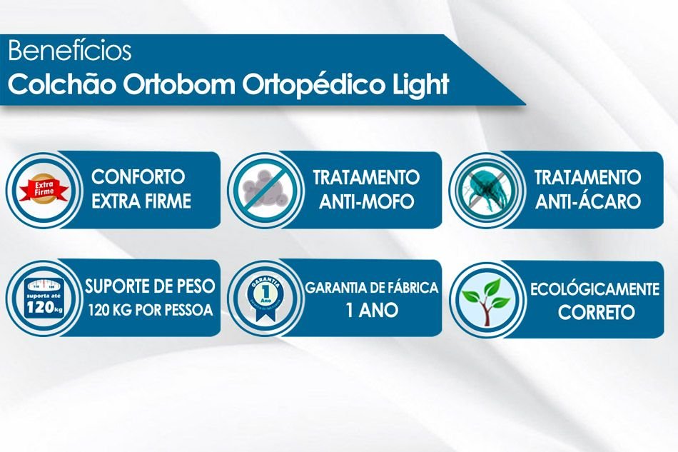 Colchão Casal Ortopédico Light 138x188x25 Ortobom | Suporta até 260kg - Imagem 3
