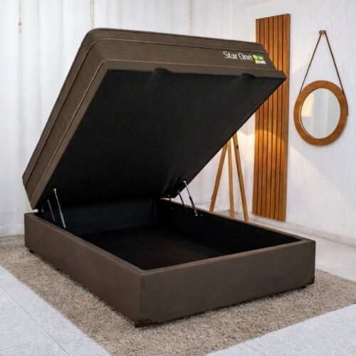 Alternative view of Colchão Casal Star One Ortopédico D-65 Anjos + Base Box Baú Casal Prime Confort Sued Marrom Blindado Issacar - 138x188x75 | Suporta até 280kg
