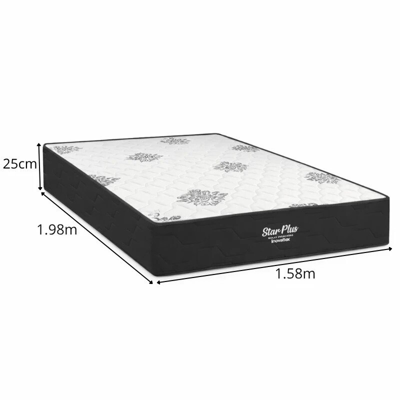Colchão Queen Star Plus Molas Ensacadas Pocket - Inovaflex + Base Box Baú Queen Bipartido Prime Confort Linhão Petróleo Blindado - Issacar 158x198x70 | Suporta até 240kg - Imagem 10