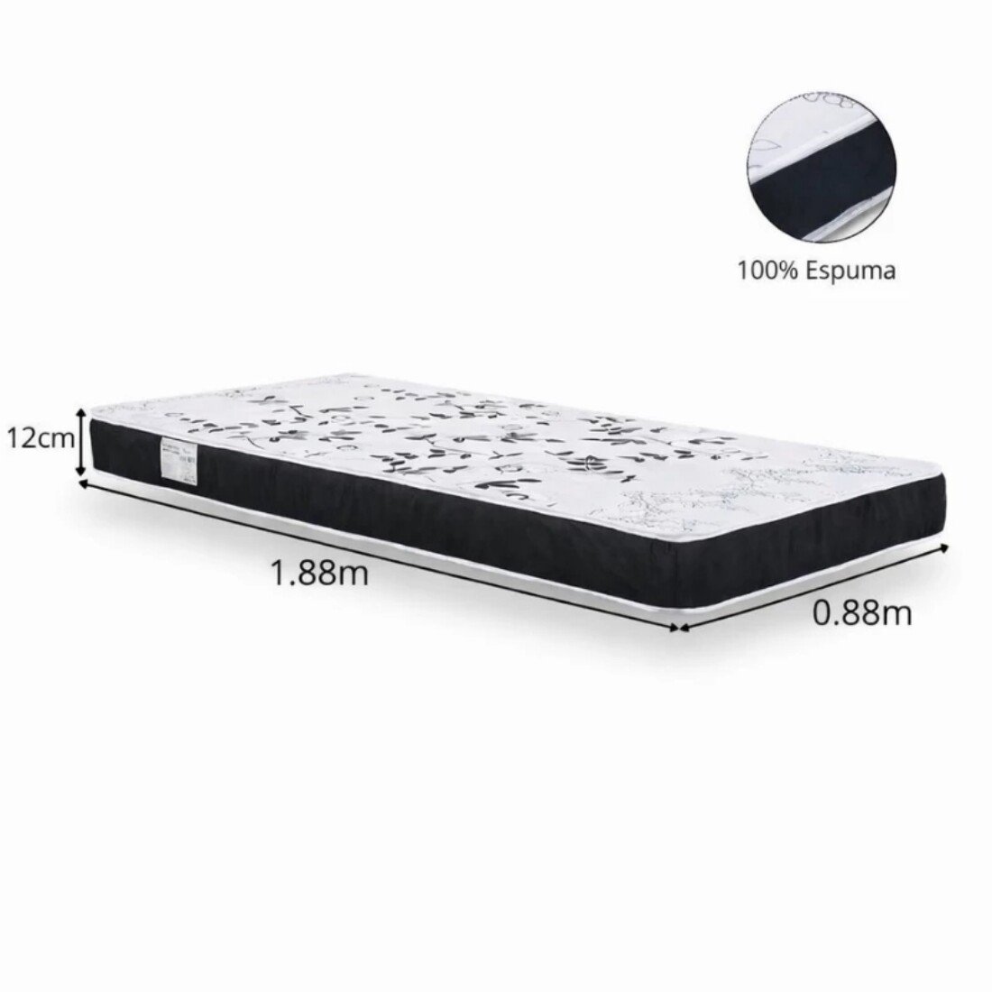 Colchão Solteiro Lotus Espuma D20 - Nosso Sonho + Base Box Baú Solteiro Prime Confort Sued Preto Blindado - Issacar 88x188x57 | Suporta até 60kg - Imagem 7