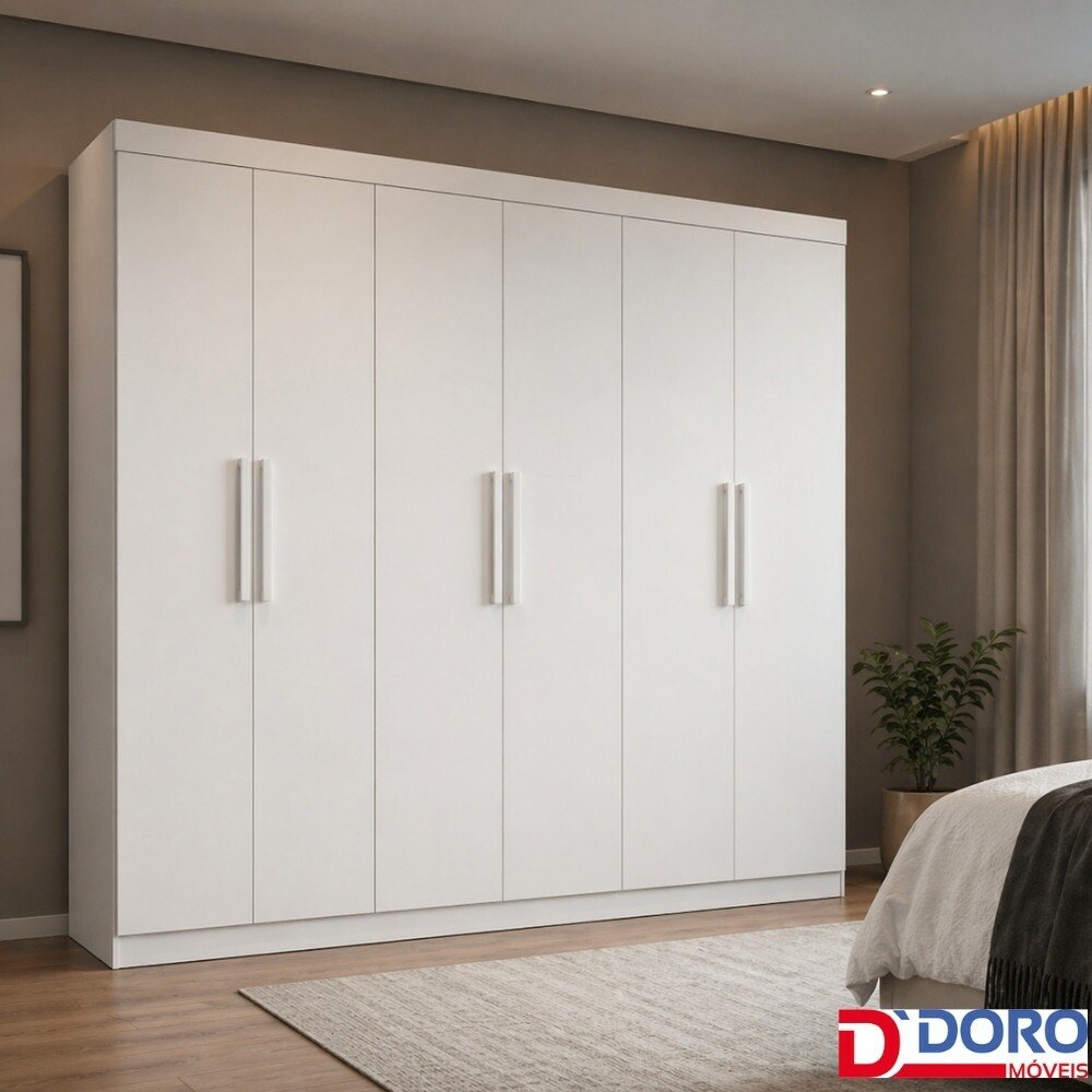 Guarda-roupa Colibri 6 Portas Branco Larg. 2.05m - D' Doro - Imagem 4