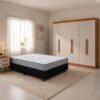 Combo Guarda-roupa Roma Larg. 1.77m Cinamomo/Off 6 Portas 2 Gavetas - Sallêto + Unibox Casal Supreme Ortopédico 138x188x53 Gazin | Suporta até 220kg