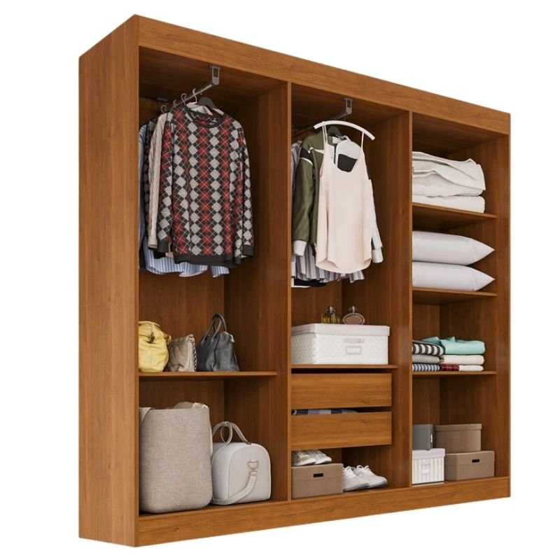 Combo Guarda-roupa Roma Larg. 1.77m Cinamomo/Off 6 Portas 2 Gavetas - Sallêto + Unibox Casal Supreme Ortopédico 138x188x53 Gazin | Suporta até 220kg - Imagem 3