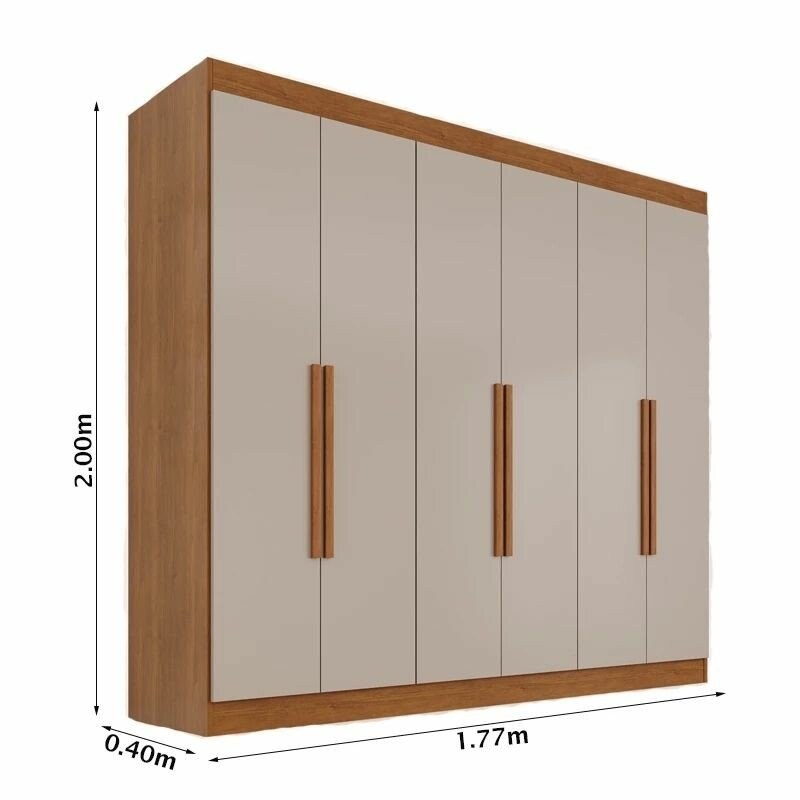 Combo Guarda-roupa Roma Larg. 1.77m Cinamomo/Off 6 Portas 2 Gavetas - Sallêto + Unibox Casal Supreme Ortopédico 138x188x53 Gazin | Suporta até 220kg - Imagem 4
