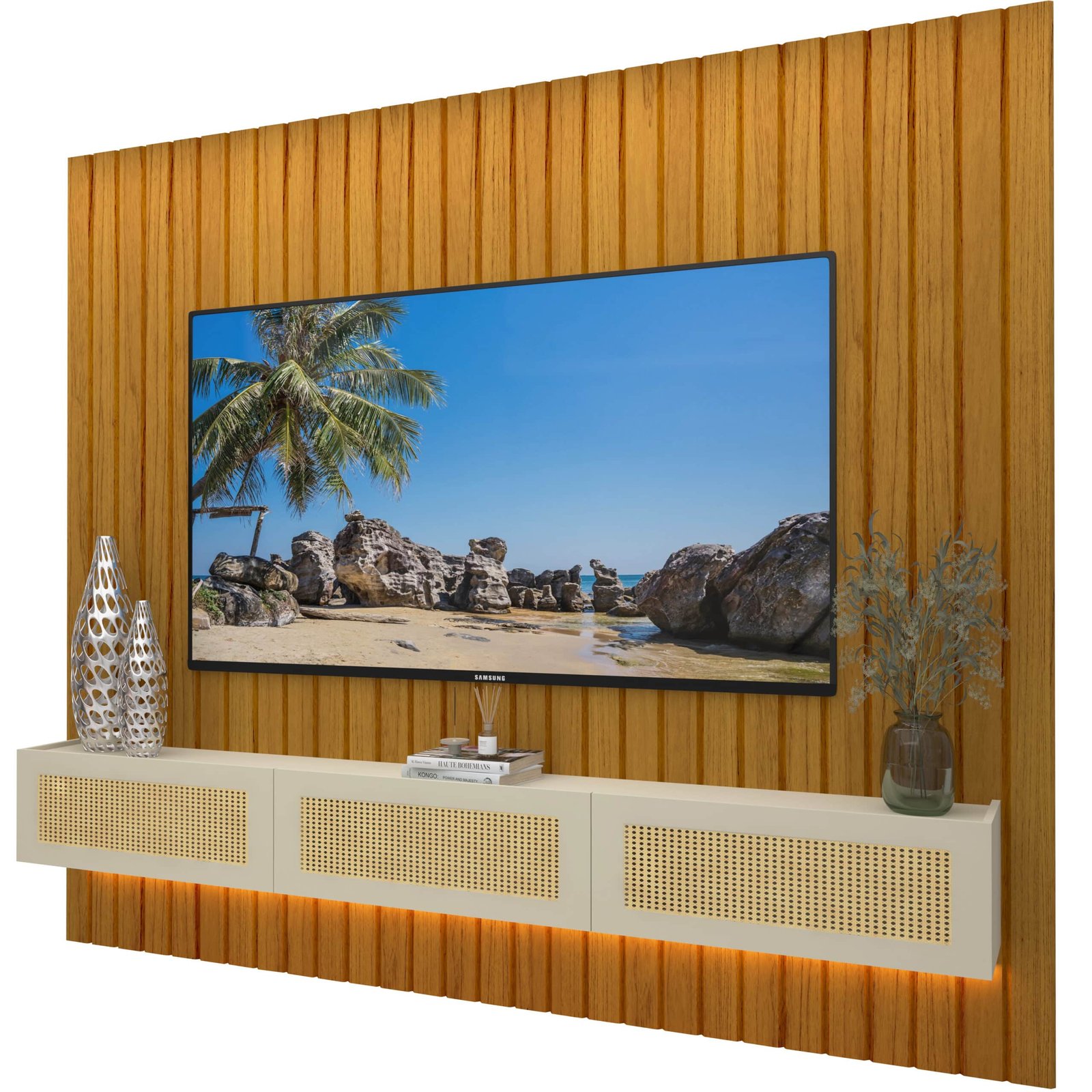 Home Suspenso até 85" Majestade 230 Naturale com Nicho Native Off White - GELIUS - Imagem 6