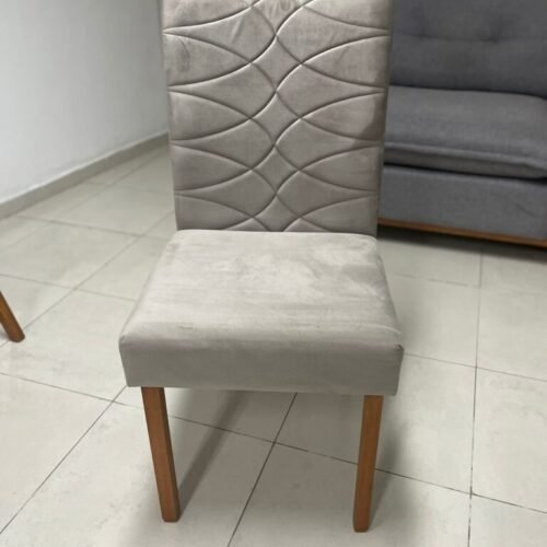 Alternative view of Mesa Salinas 120 Cinamomo/Off White com 4 Cadeiras Safira Veludo Bege – CEL MÓVEIS + WM DECOR