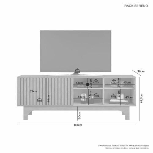 Alternative view of Rack ate 70" Sereno Cinamomo/Off White - JCM MOVELARIA