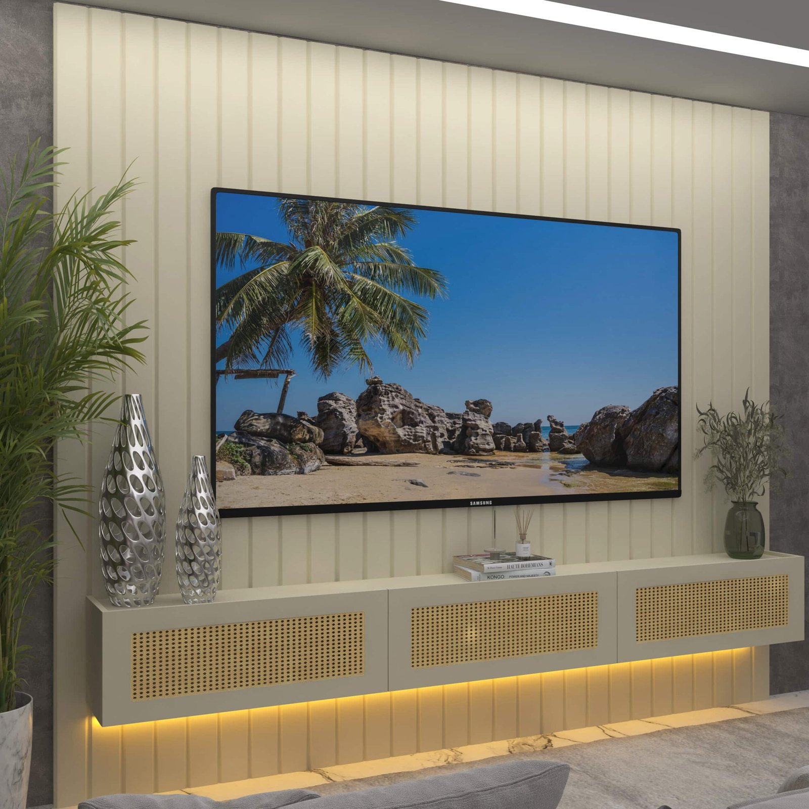 Home Suspenso até 85" Majestade 230 Off White com Nicho Native Off White - GELIUS - Imagem 4