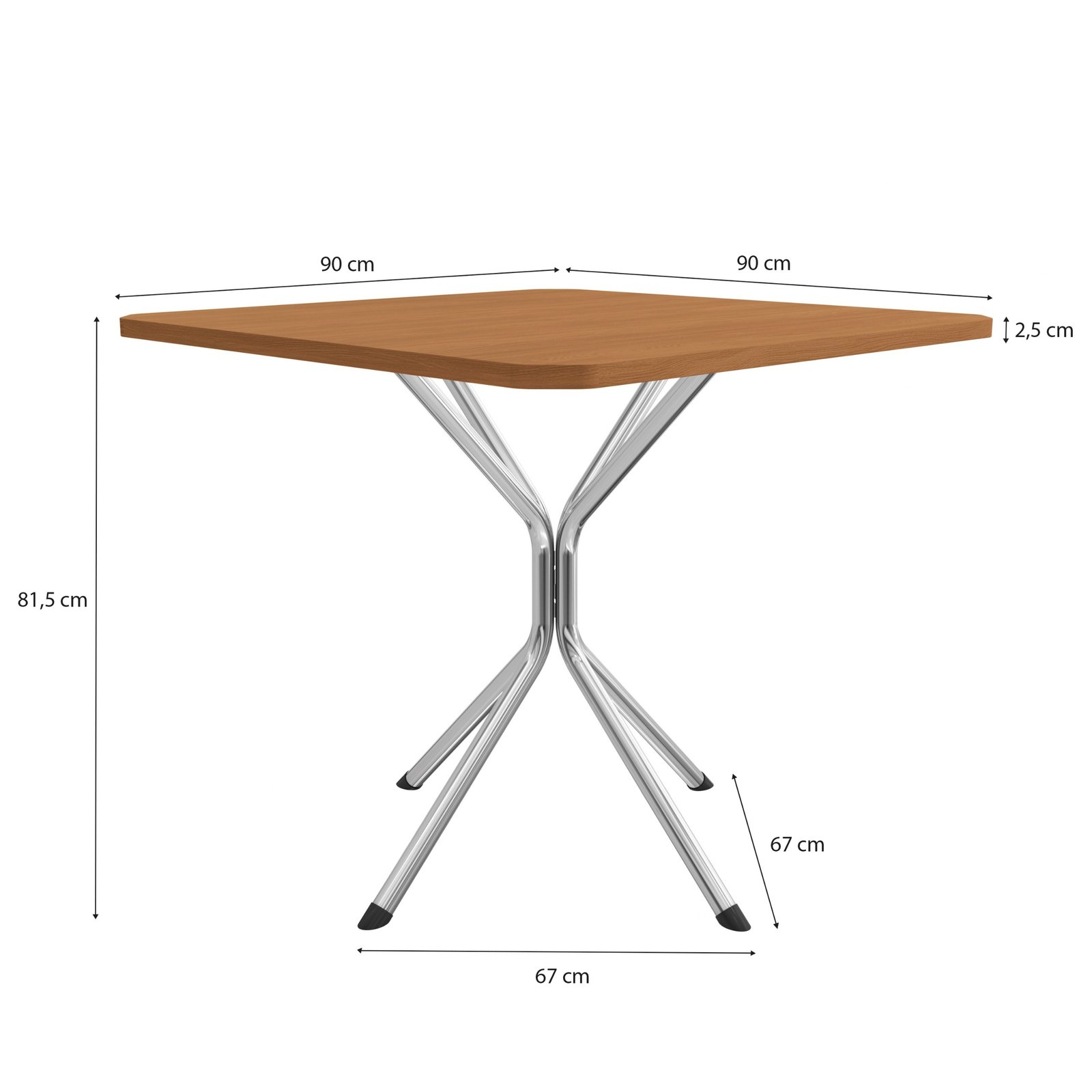 Mesa Creta 0,90 com 4 Cadeiras Malta CMC1078 (M088/F090/4C140) Cromado/Canela - KAPPESBERG - Imagem 2