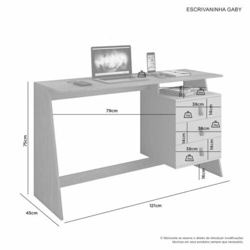 Alternative view of Escrivaninha Gaby Cinamomo/Off White - JCM MOVELARIA