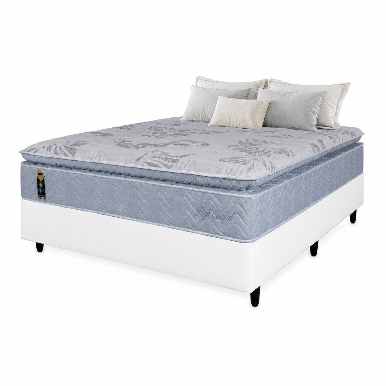 Colchão Casal High Comfort 34 cm D28 Molas Ensacadas + Base Simples Corino Branco– KING KONFORT COLCHÕES + BIOSTAR - Imagem 2