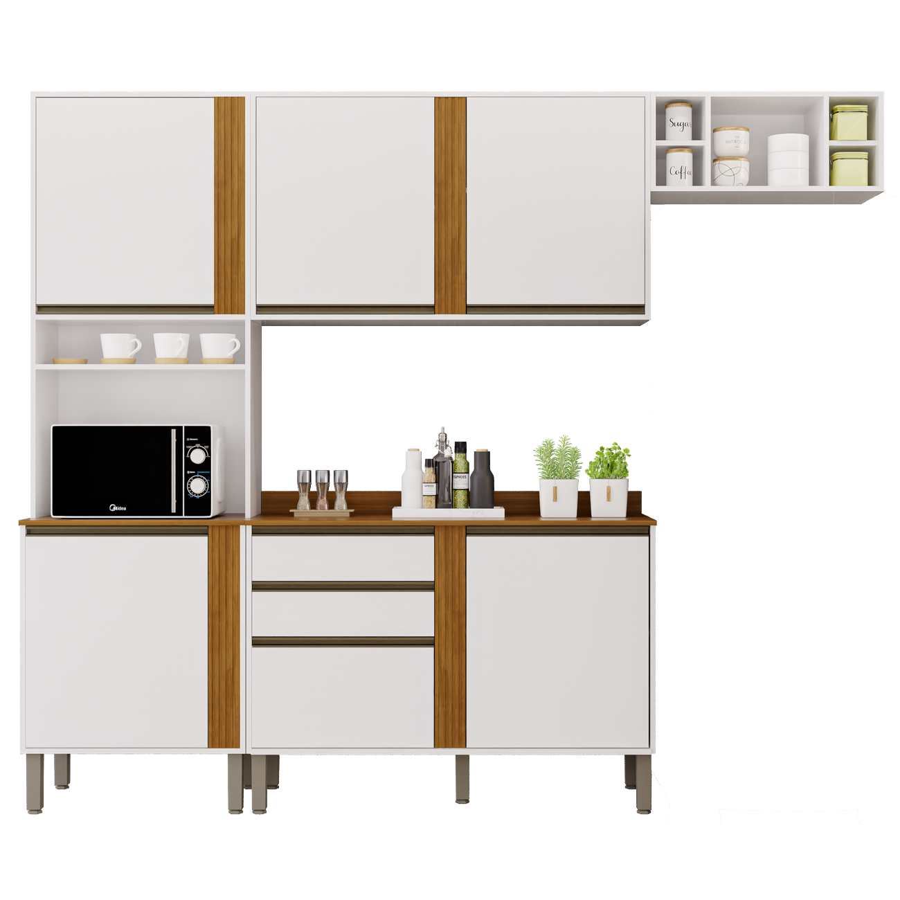 Cozinha 4 Peças Pérola Branco/Cinamomo - SALLÊTO - Imagem 3