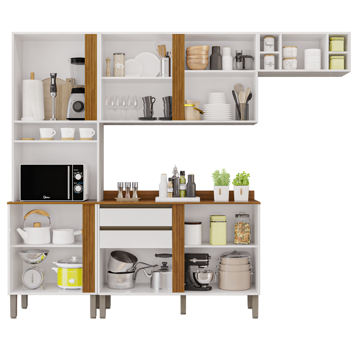 Cozinha 4 Peças Pérola Branco/Cinamomo - SALLÊTO - Imagem 2