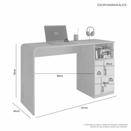 Alternative view of Escrivaninha Alice Cinamomo/Off White - JCM MOVELARIA