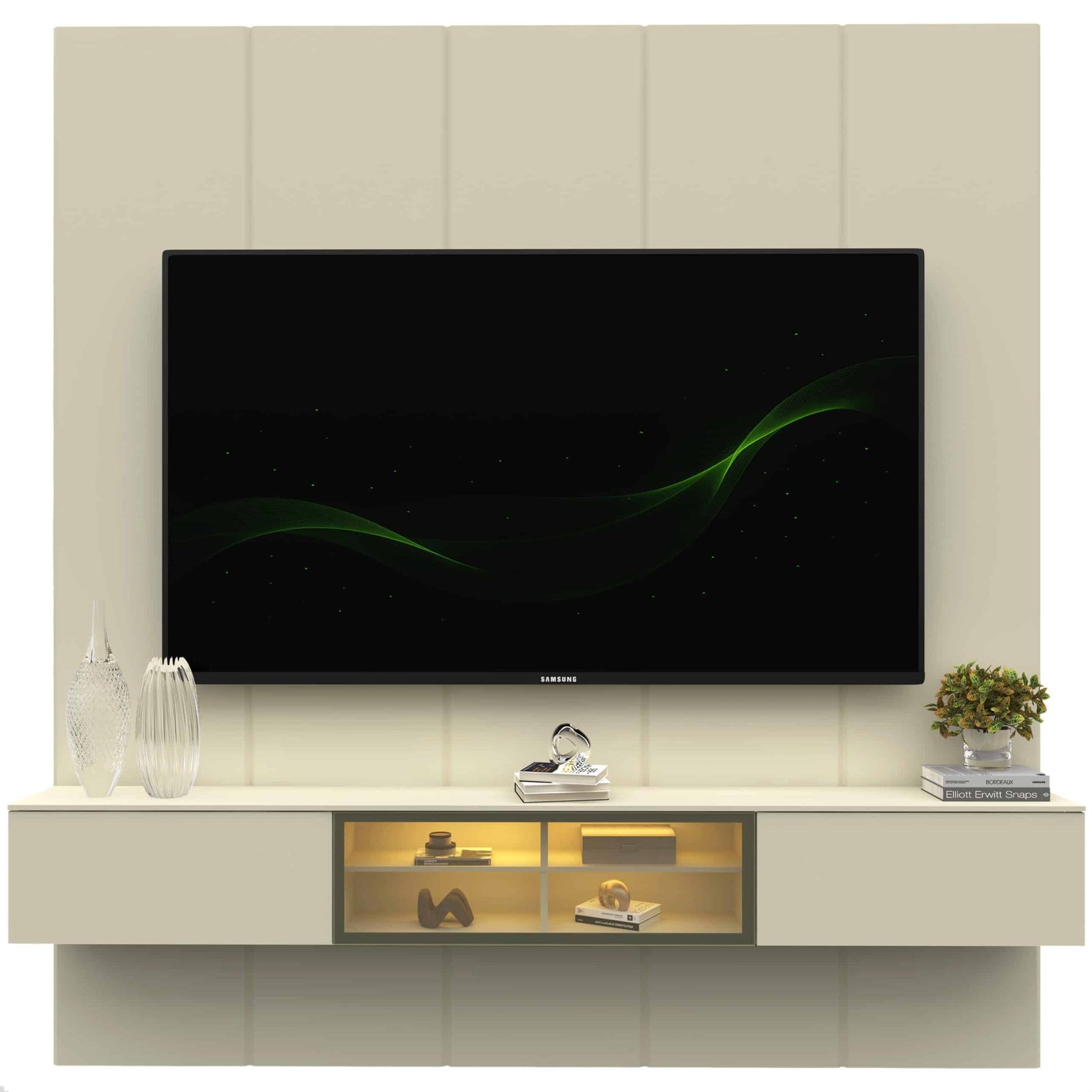 Home Suspenso até 85" Realce 2,225 m Off White com Nicho Luminare Off White - GELIUS - Imagem 7