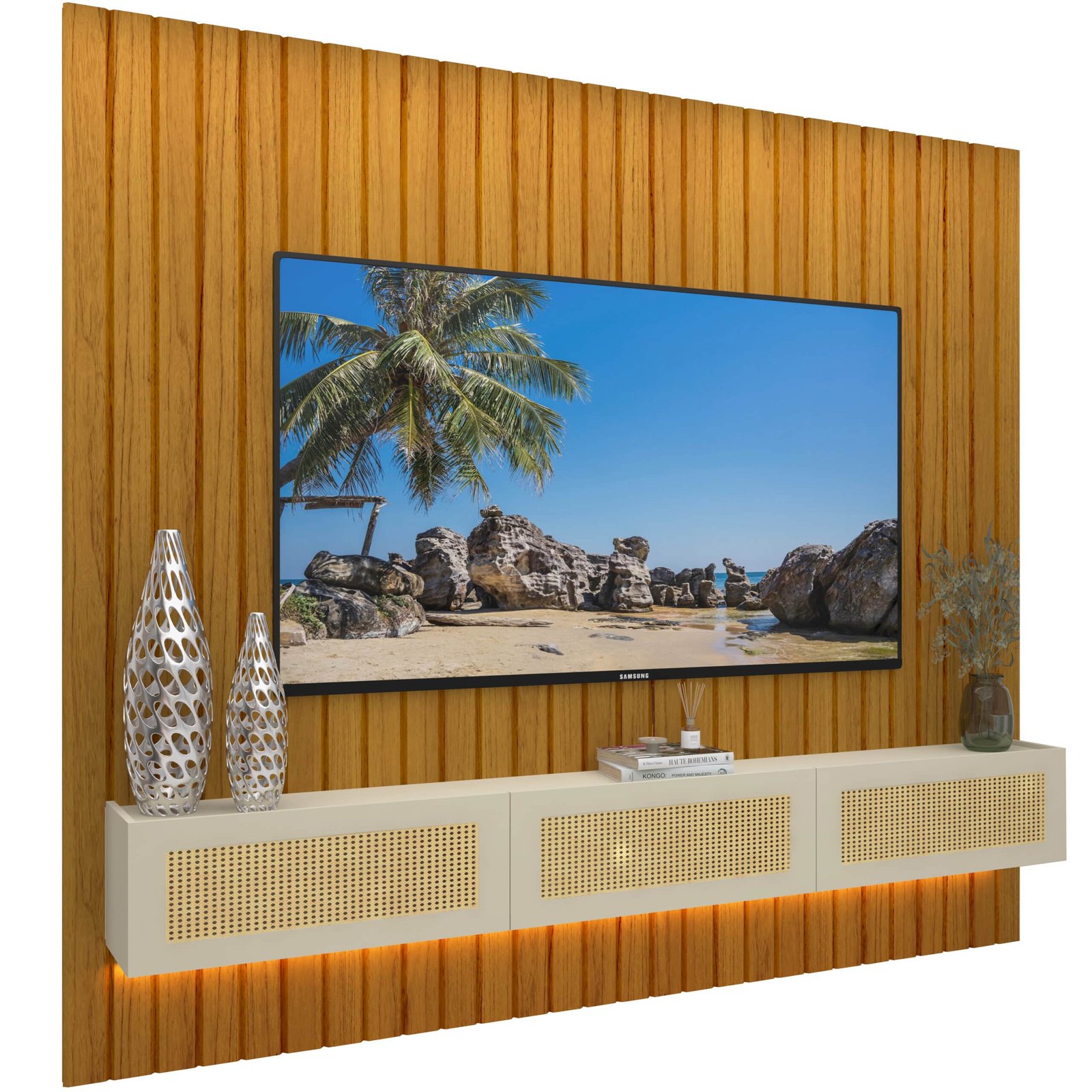 Home Suspenso até 85" Majestade 230 Naturale com Nicho Native Off White - GELIUS - Imagem 8