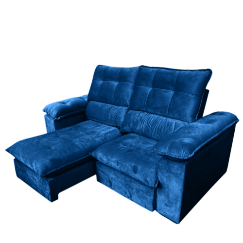 Alternative view of Sofá Retrátil e Reclinável Suíça 2,50 m Veludo Azul – LEO DECOR (PROMOÇÃO - LEVE AVARIA)
