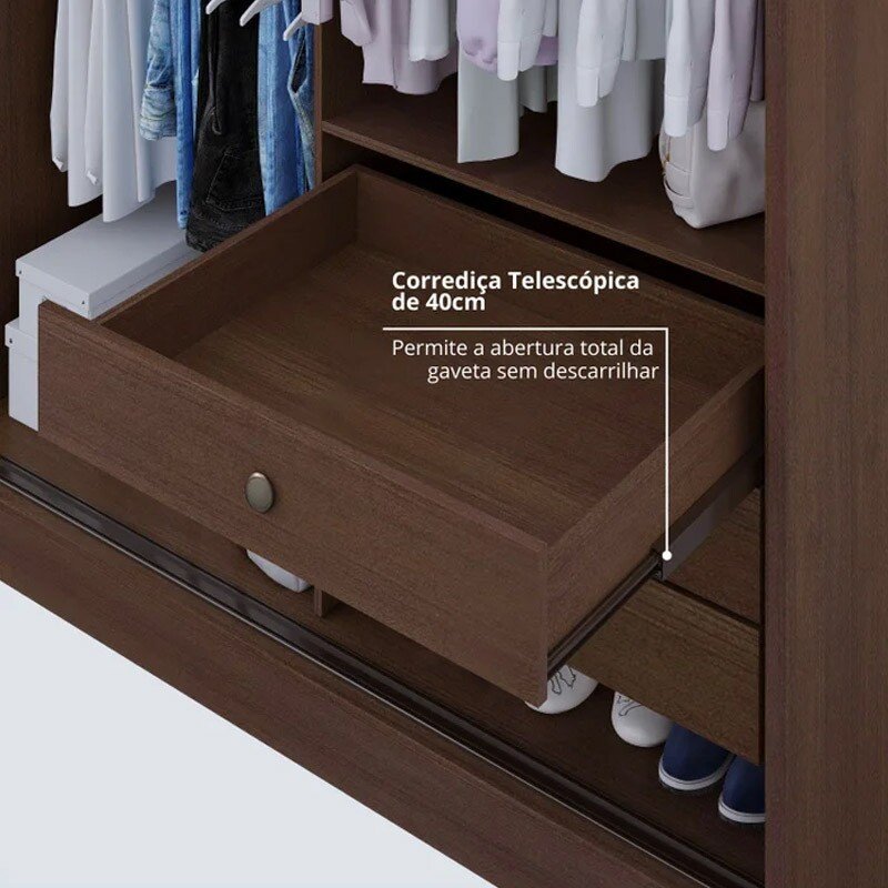 Guarda-roupa Da Vinci Plus 6 Portas Castanho Larg. 2.75m - D Doro - Imagem 6
