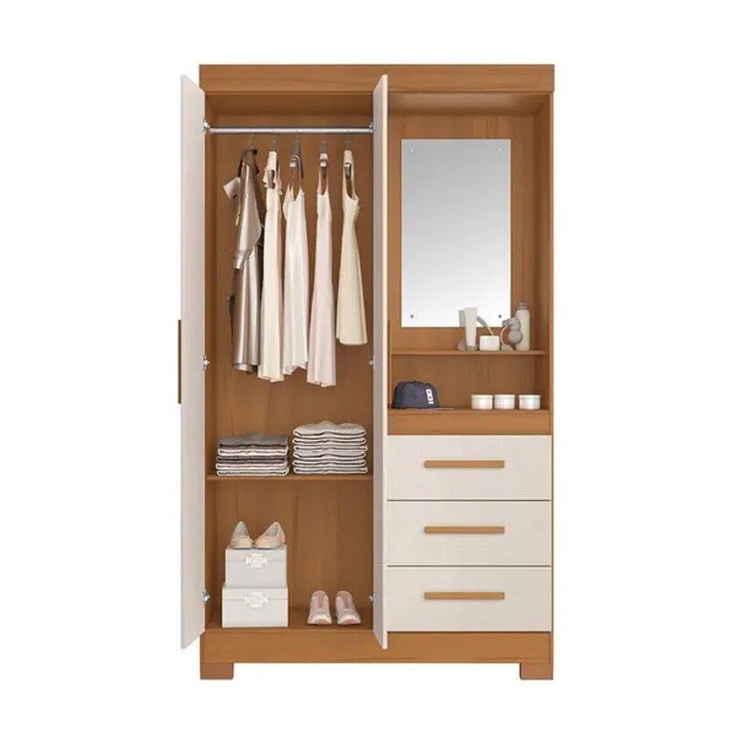 Guarda-roupa Solteiro NT 6020 Larg. 1.08m Freijo/Off 2 portas 3 Gavetas Flex C/Pés - Notável - Imagem 2