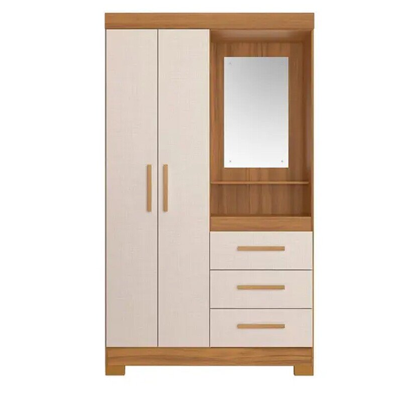 Guarda-roupa Solteiro NT 6020 Larg. 1.08m Freijo/Off 2 portas 3 Gavetas Flex C/Pés - Notável - Imagem 4