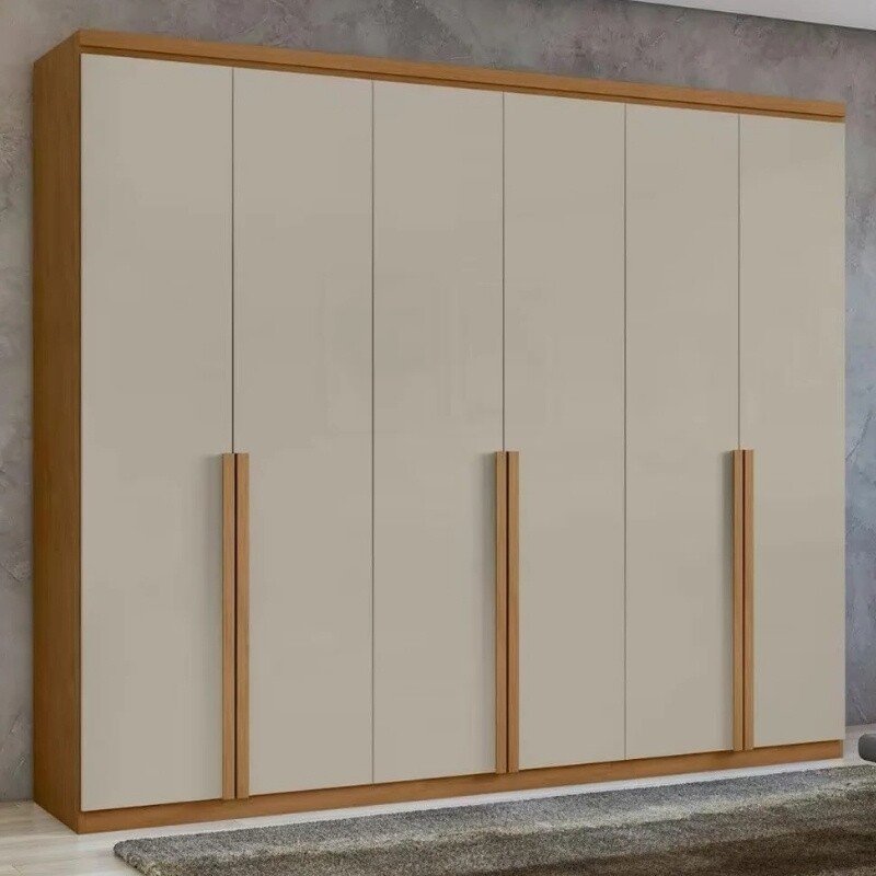 Guarda-roupa Alonzo 2.30m Amêndoa/Off 6 Portas 2 Gavetas - Lopas
