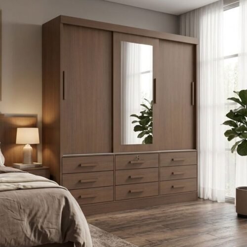 Guarda-roupa Meridian 3 Portas Castanho Larg. 2.00m - D Doro