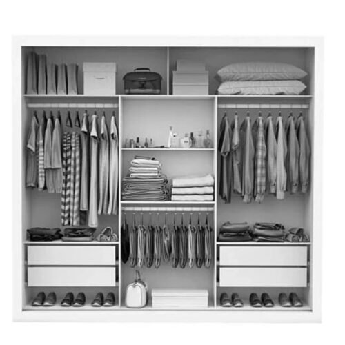 Alternative view of Guarda-roupa Casal Veneza Premium Larg. 1.88m 3 Portas C/ 3 Espelho 4 Gavetas Branco Carioca