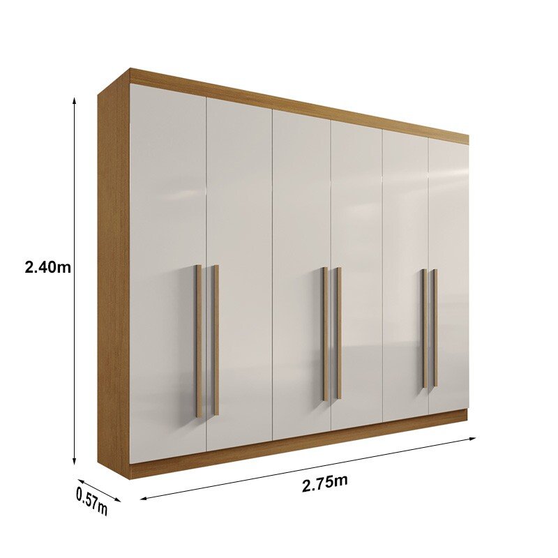 Guarda-roupa Da Vinci Plus 6 Portas Cinamomo/Off White Larg. 2.75m - D Doro - Imagem 2