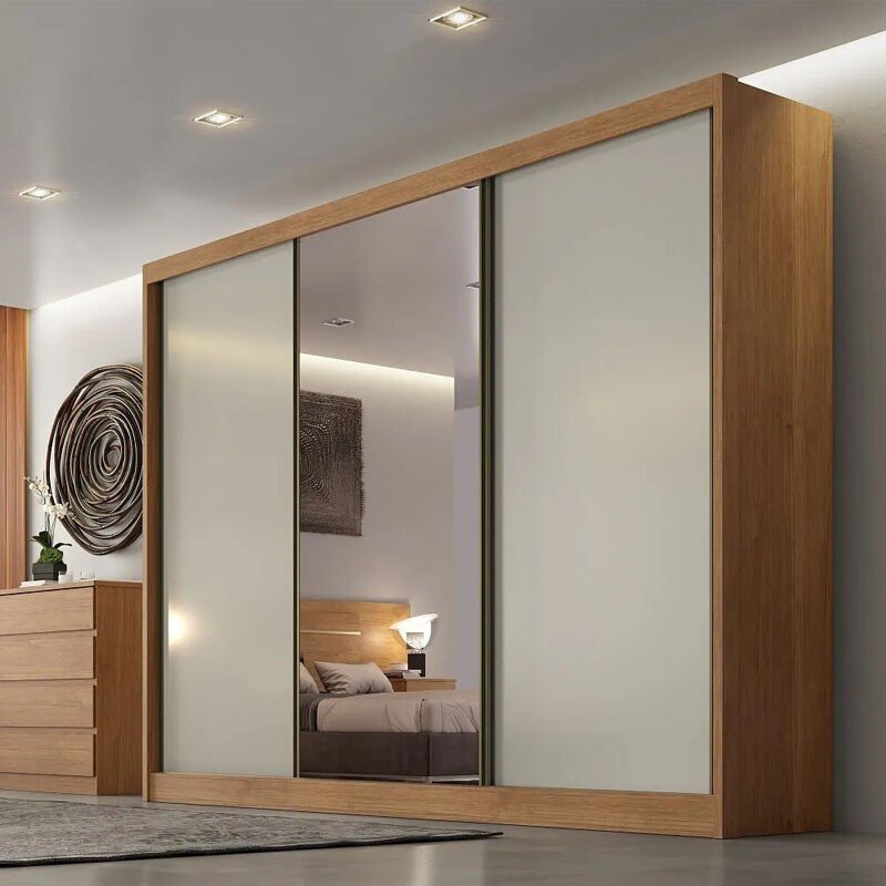 Guarda-roupa Casal Sollo Plus Cumaru/Fendi 3 Portas 8 Gavetas C/ 1 Espelho 100% MDF Larg. 2.73m - Novo Horizonte - Imagem 2