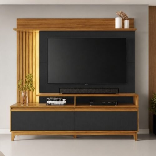 Home NT 1400 Freijó/Preto C/Detalhe Ripado e LED para TV's até 60 Polegadas Larg. 1.83m - Notável