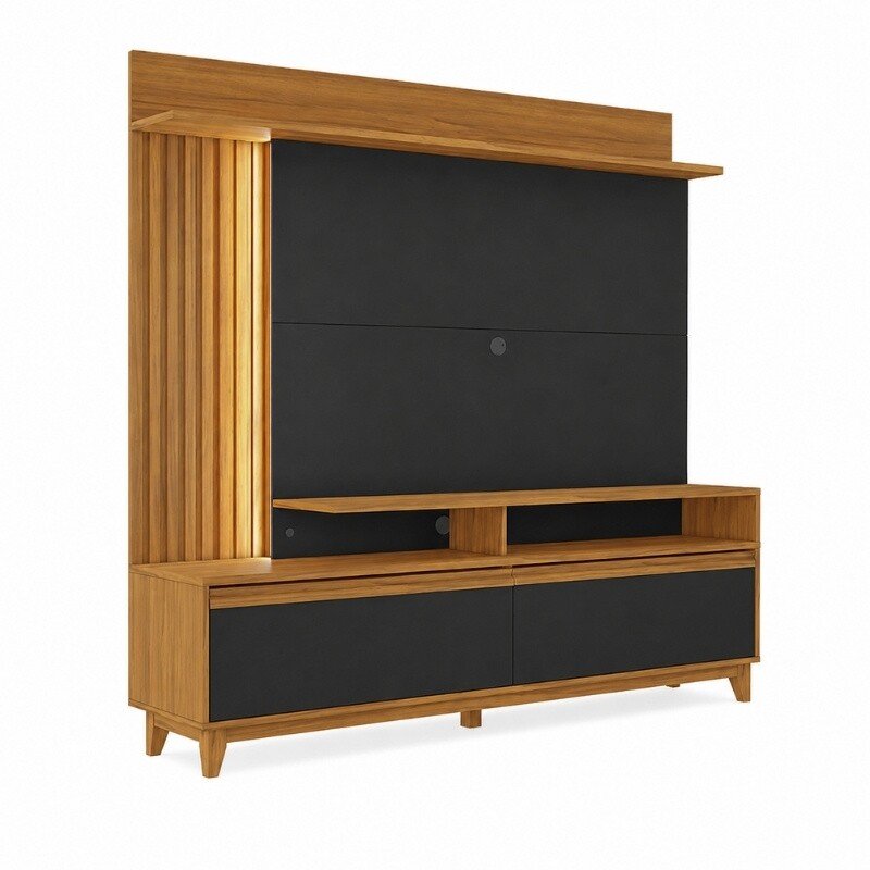 Home NT 1400 Freijó/Preto C/Detalhe Ripado e LED para TV's até 60 Polegadas Larg. 1.83m - Notável - Imagem 3