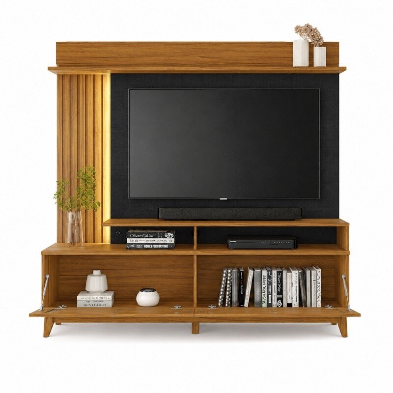 Home NT 1400 Freijó/Preto C/Detalhe Ripado e LED para TV's até 60 Polegadas Larg. 1.83m - Notável - Imagem 2