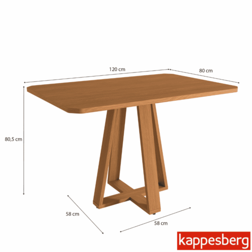 Alternative view of Mesa de Jantar BA65 Tampo MDF Madeirado 120X80 Canela - Kappesberg